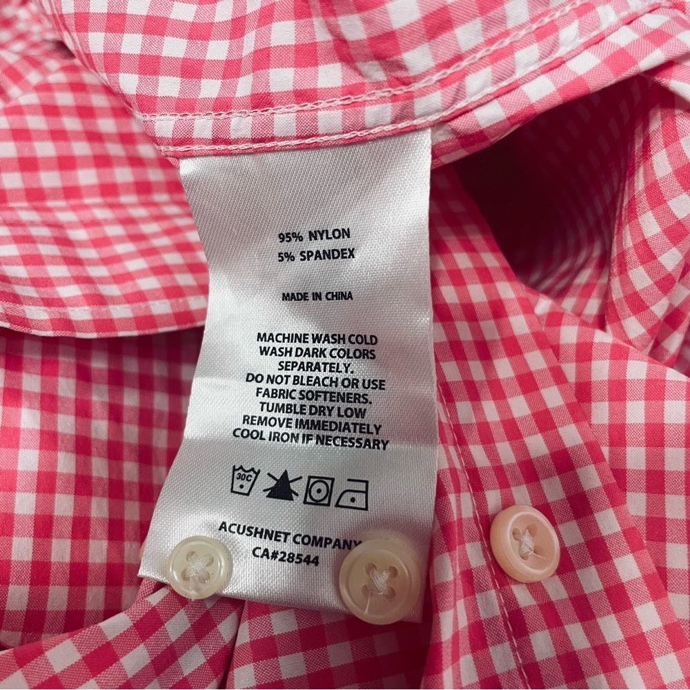 FootJoy Shirt Men Large Pink White Check Button Up Casual Preppy Dadcore Classic - Picture 8 of 8